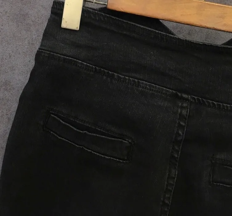 High Waist Beaded Ankle Length Jeans