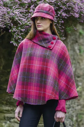 Irish Tweed Poncho - Fuchsia Plaid