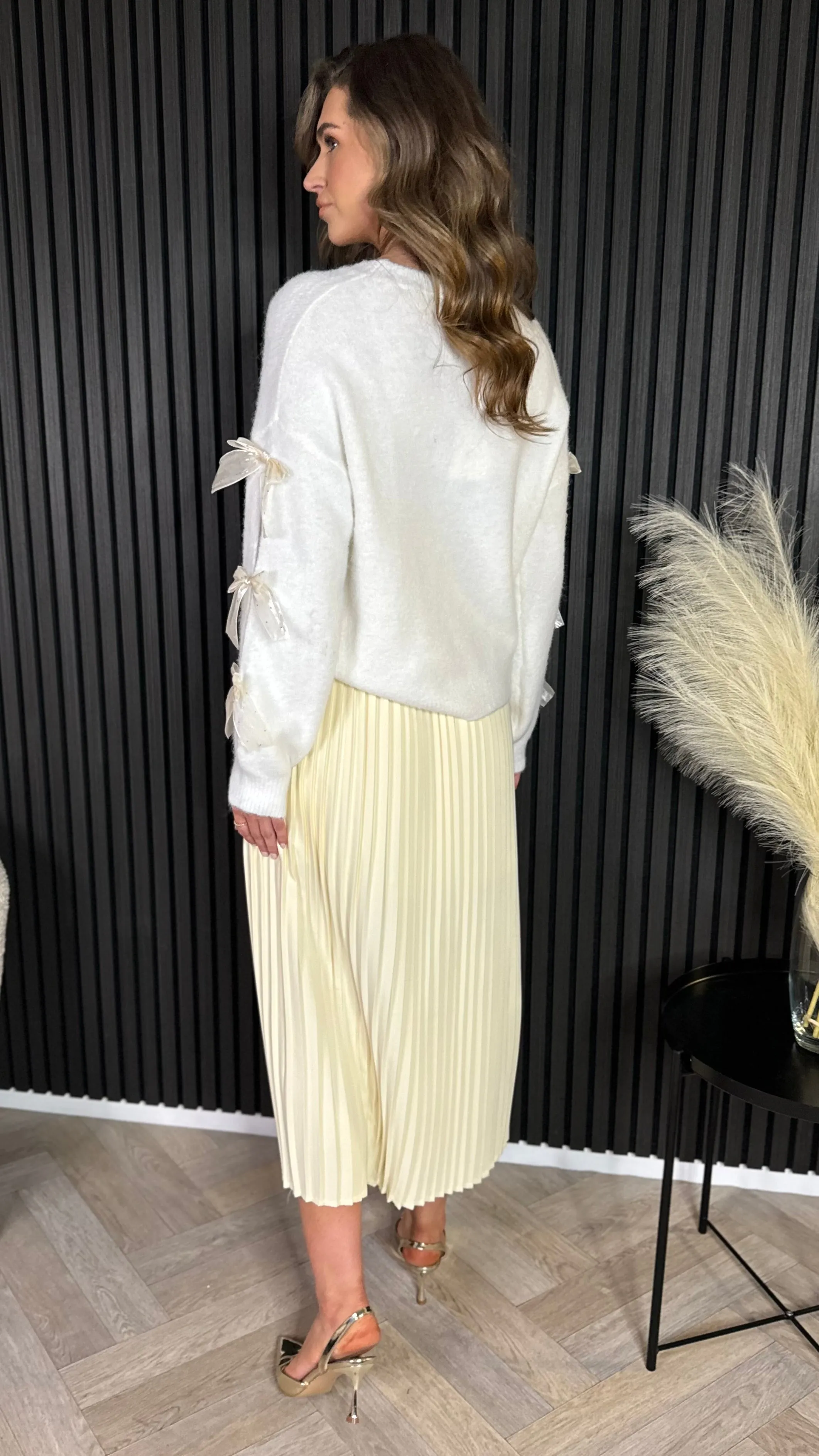 Julie Cream Bow sleeve Detail Jumper