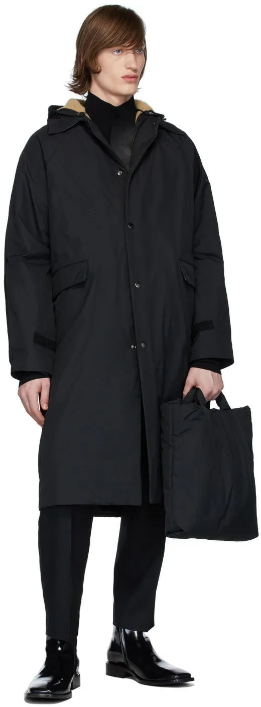 KASSL Editions Black Canvas Sheepskin Patchwork Coat