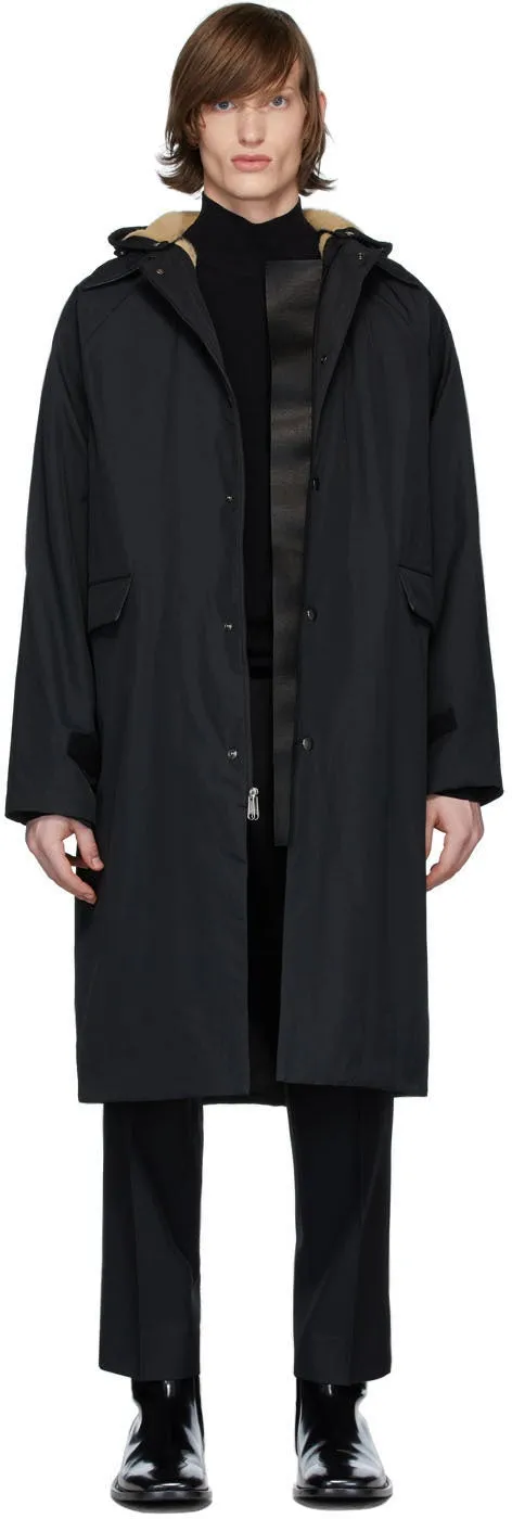 KASSL Editions Black Canvas Sheepskin Patchwork Coat