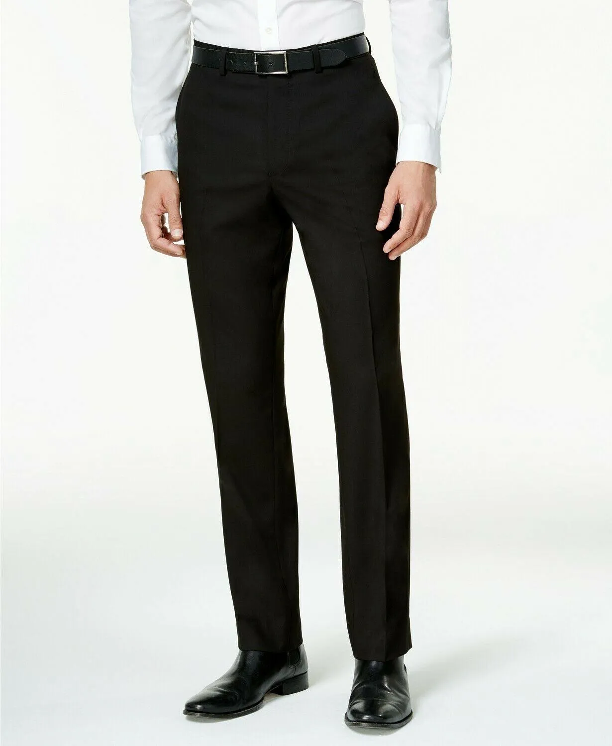 Kenneth Cole Reaction Mens Slim fit Dress Pants 36 / 32 Black Solid Stretch