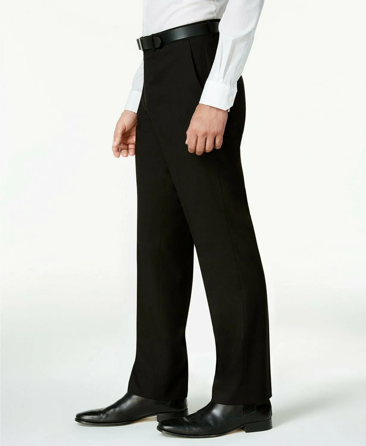 Kenneth Cole Reaction Mens Slim fit Dress Pants 36 / 32 Black Solid Stretch