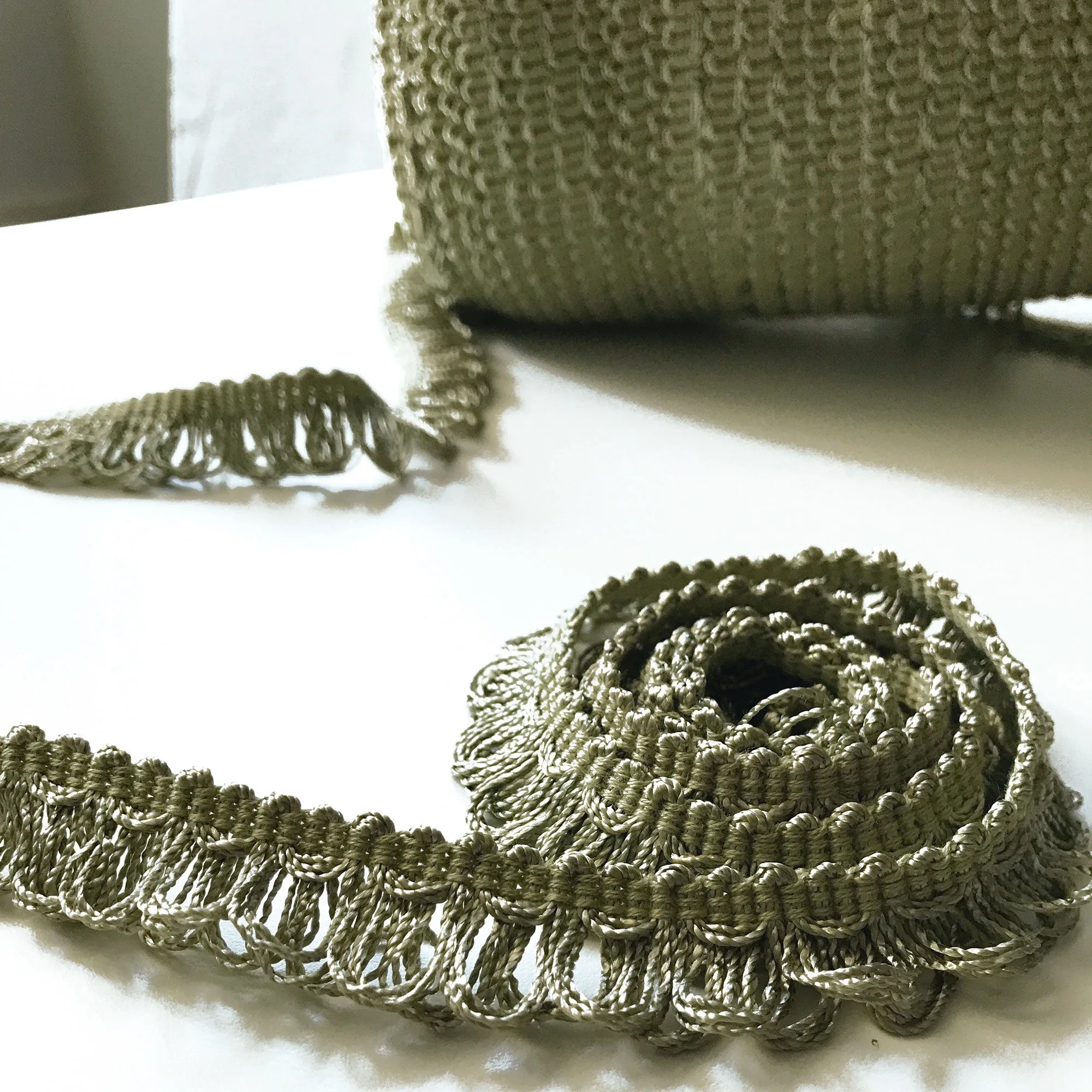 Khaki and Moss Green High Quality Decorative Loop Trim by the yard
