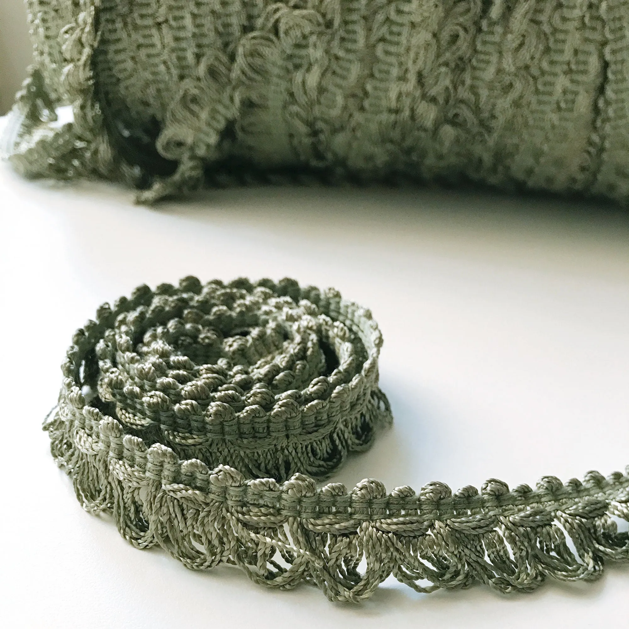Khaki and Moss Green High Quality Decorative Loop Trim by the yard