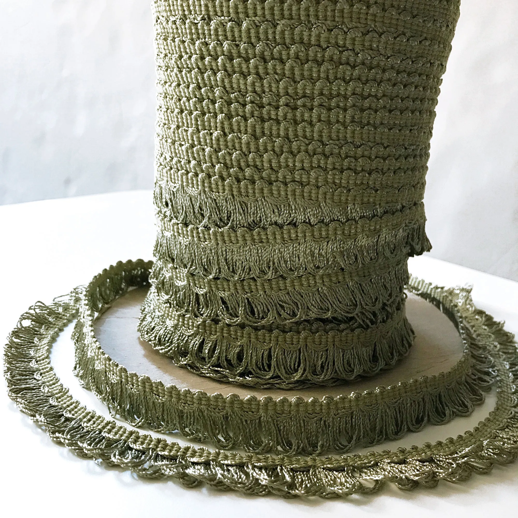 Khaki and Moss Green High Quality Decorative Loop Trim by the yard