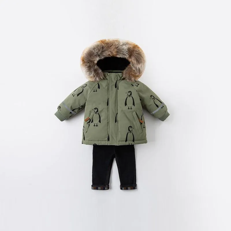 Kids Penguin Print Puffer Jacket