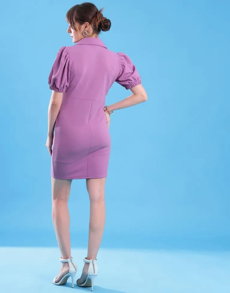 Lavender Lycra Plain Bodycon Dress