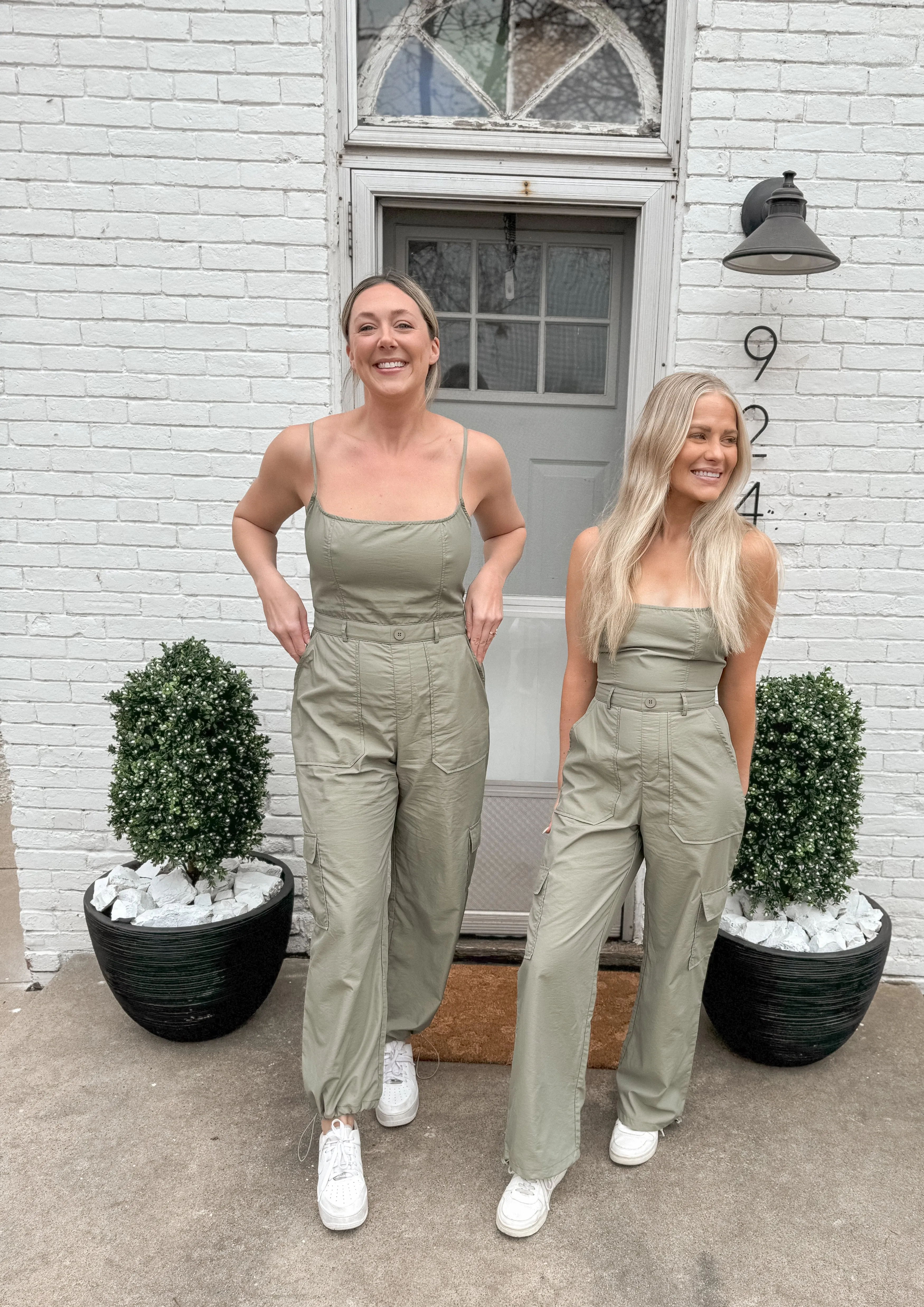Light Olive Sleeveless Cargo Jumpsuit