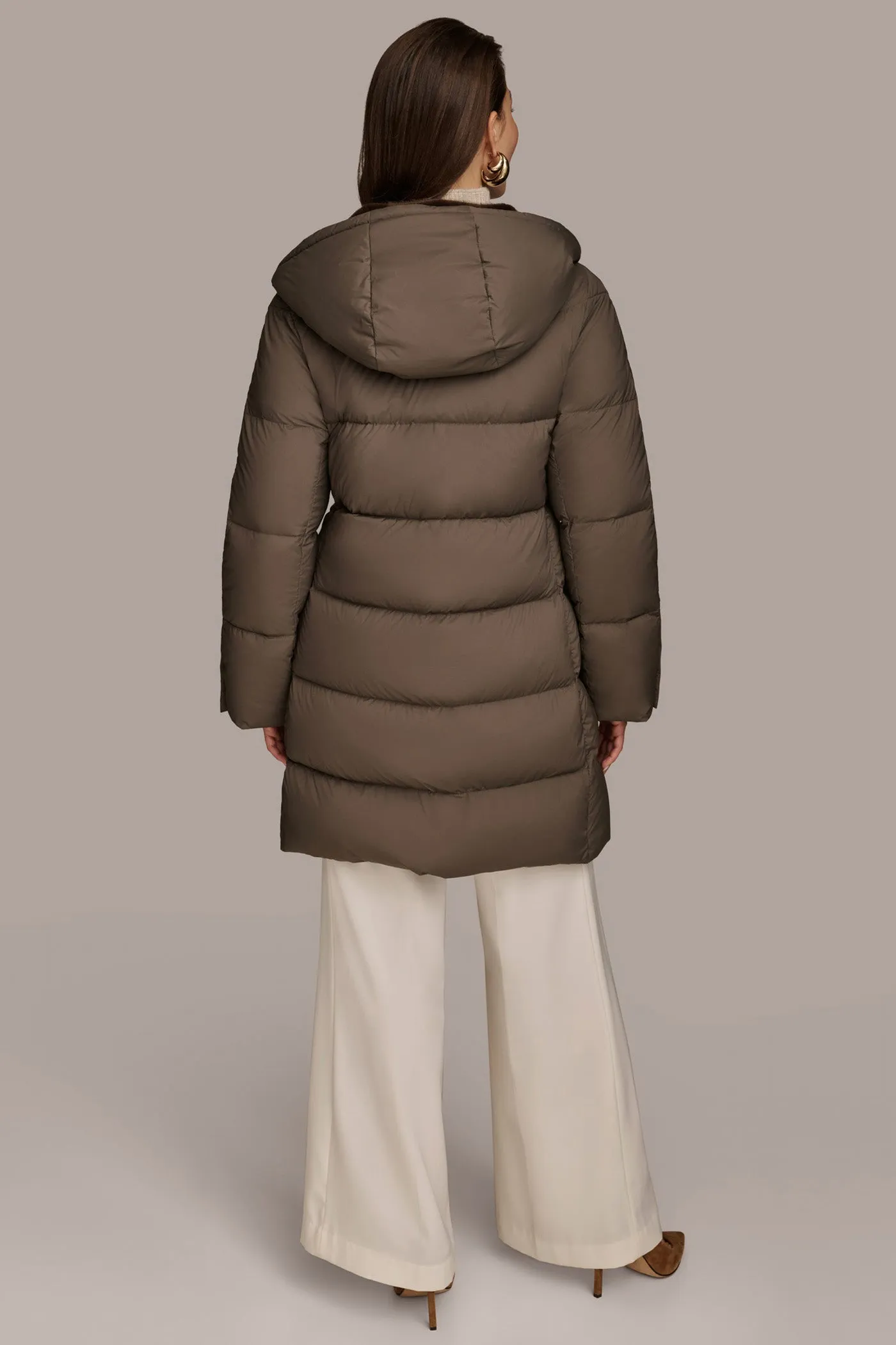 Long Hooded Down Filled Puffer Coat