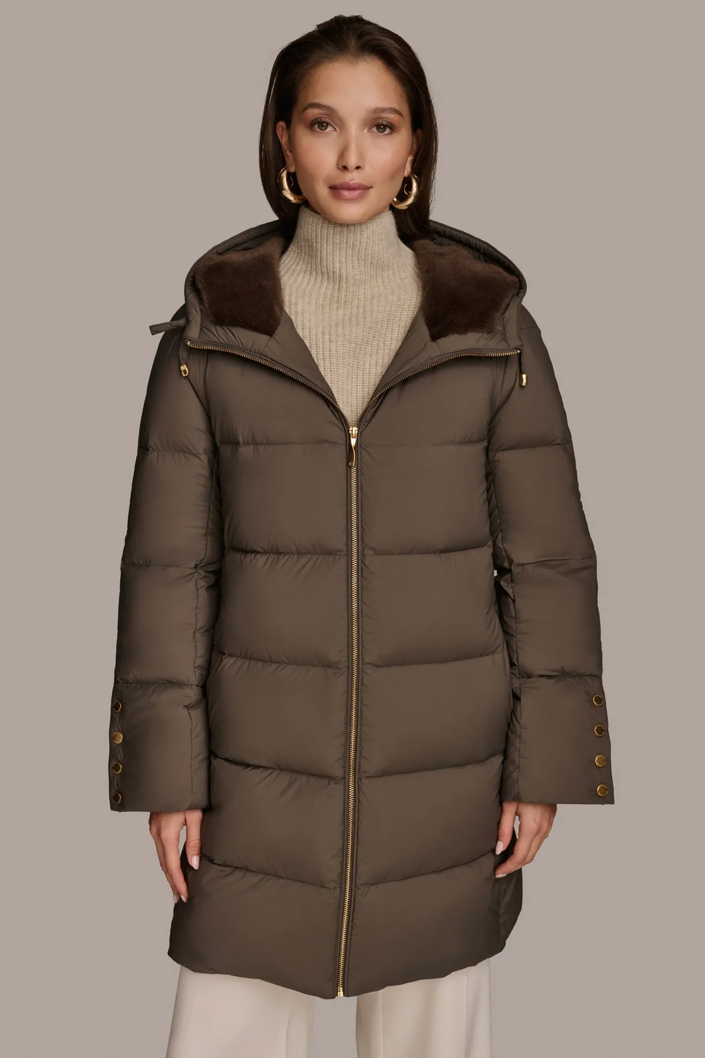 Long Hooded Down Filled Puffer Coat