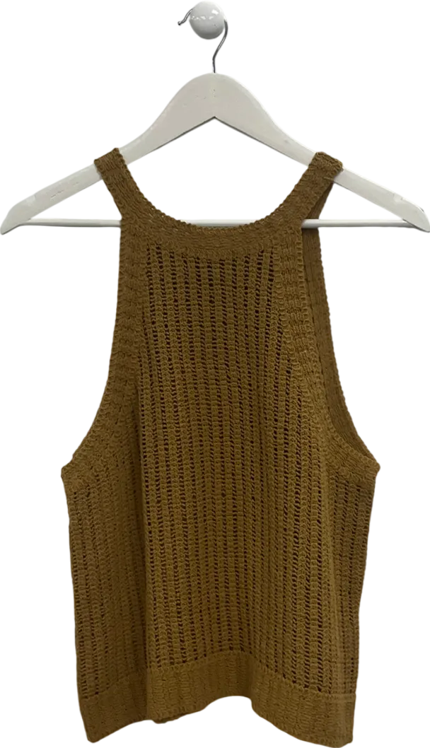 MANGO Yellow Knitted Vest Top UK XL