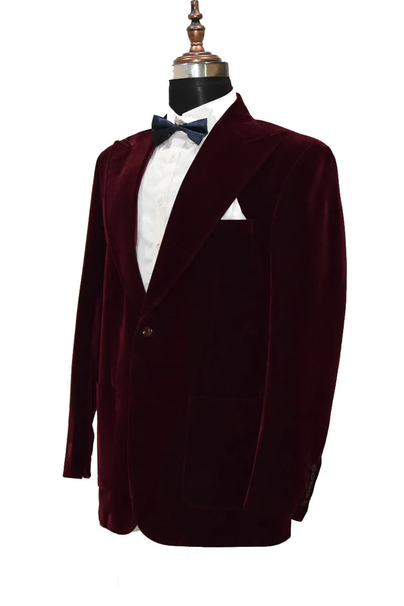 Men Burgundy Smoking Jacket Elegant Luxury Stylish velvet jacket