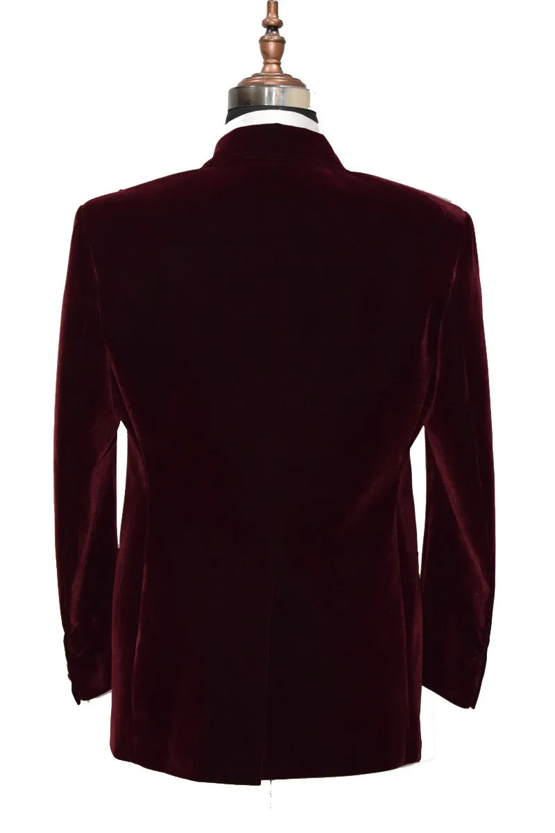 Men Burgundy Smoking Jacket Elegant Luxury Stylish velvet jacket
