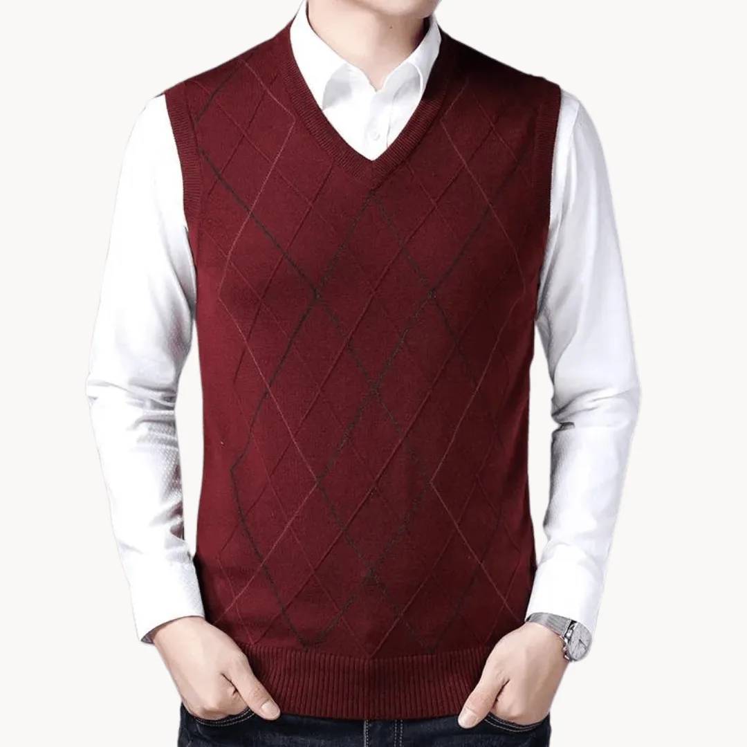Men's Knitted Vest with Geometric Design