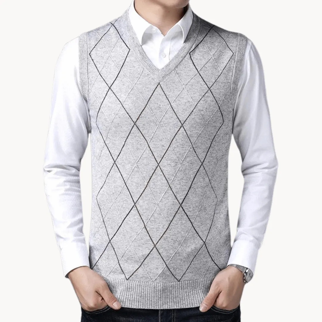 Men's Knitted Vest with Geometric Design
