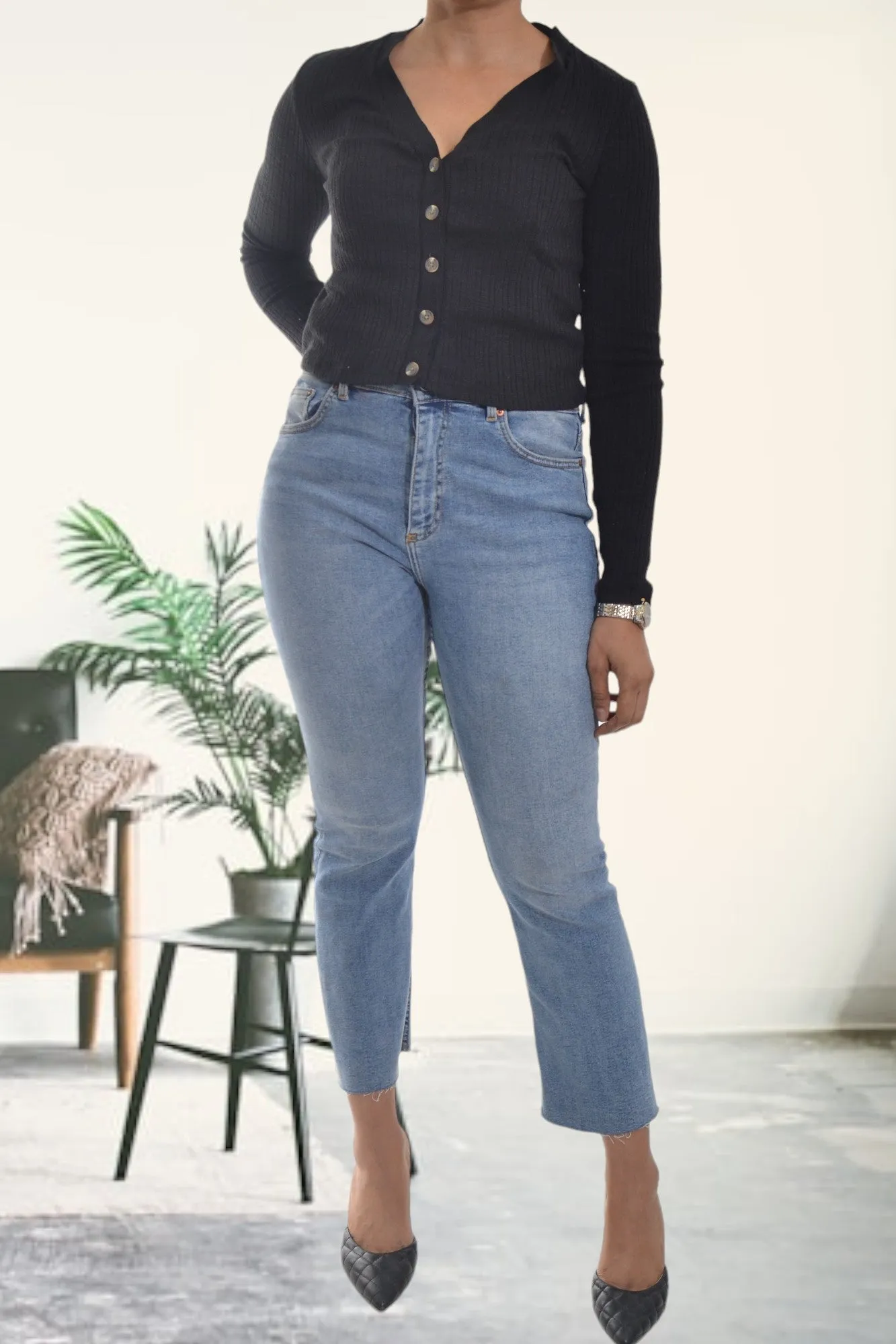 Mid Blue High Waist Jeans