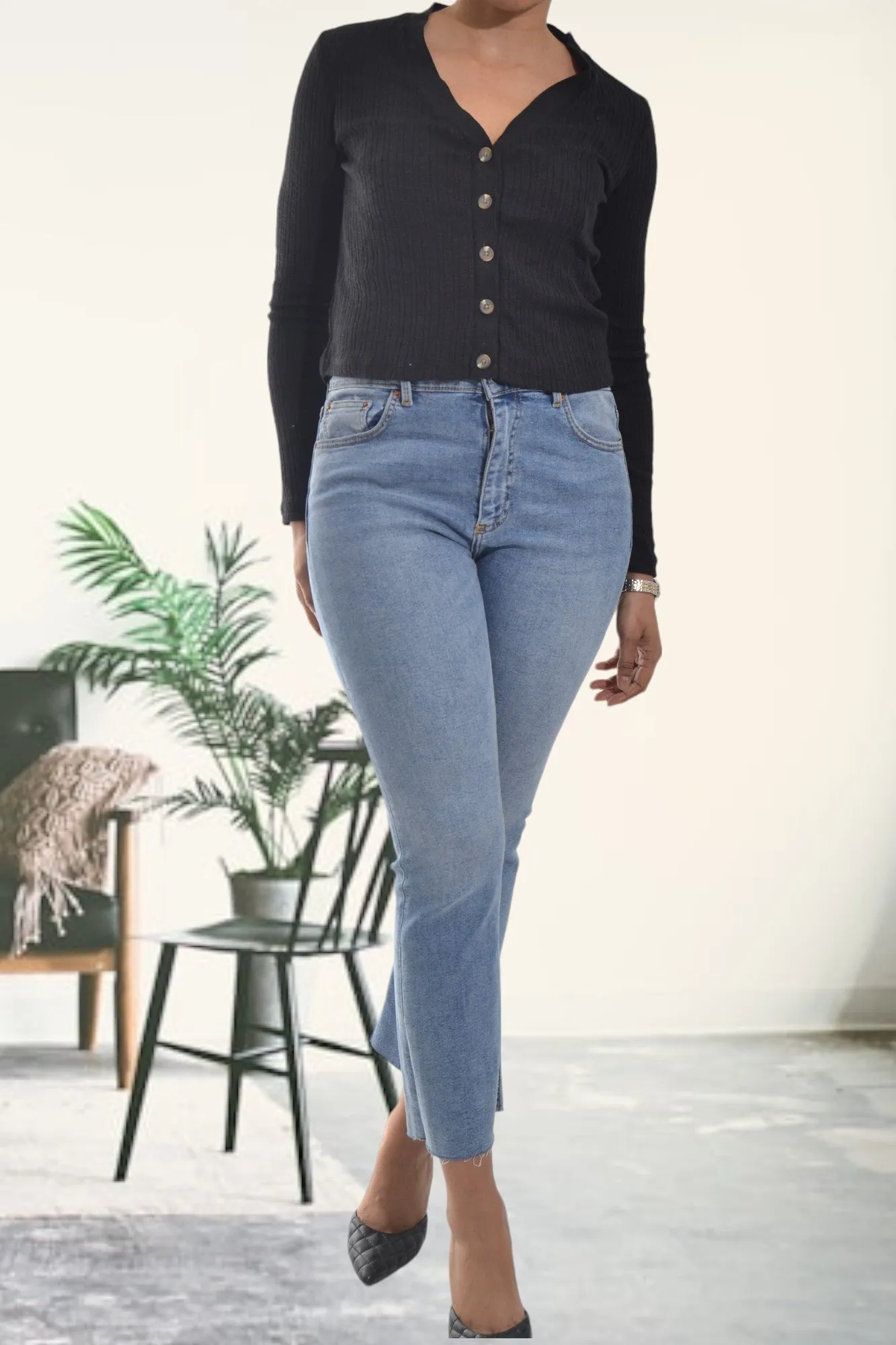 Mid Blue High Waist Jeans