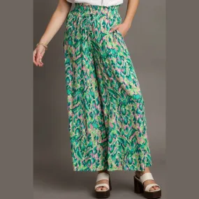 Mixed Print High Waist Wide Leg Pants