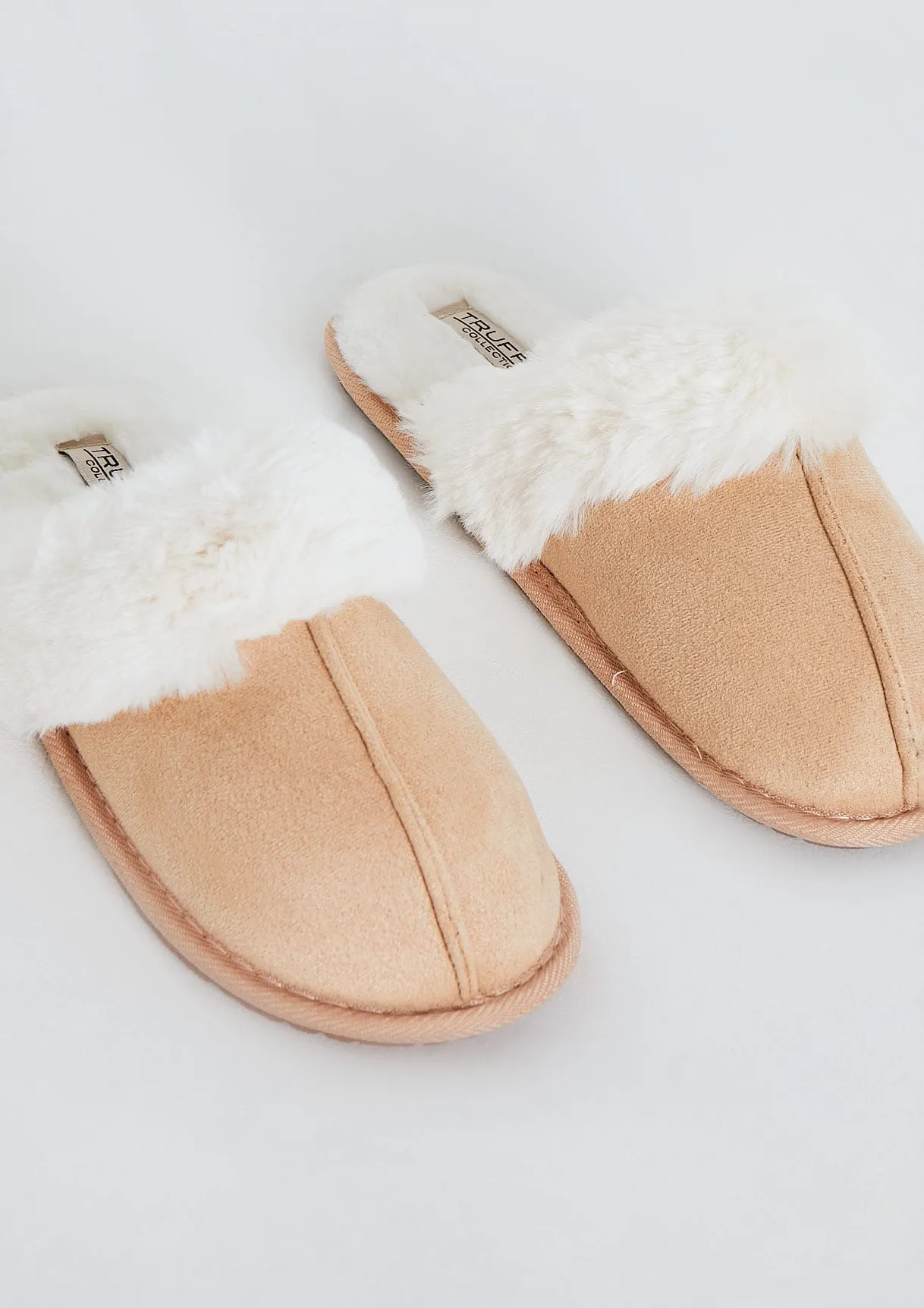 Nala Beige Fur Trim Slippers