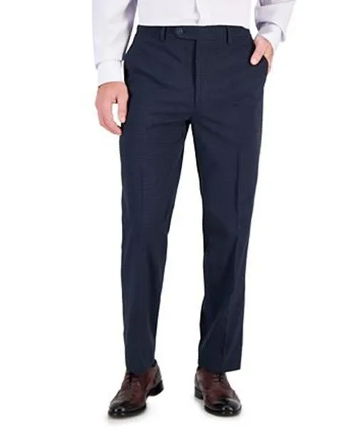 Nautica Men's Bi-Stretch Suit Dress Pants 43 x 32 Blue Tick PANTS ONLY