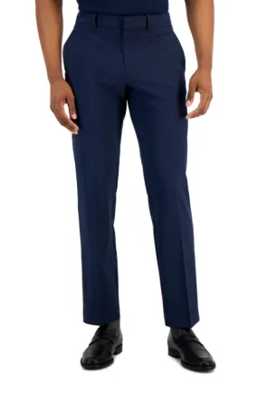 Perry Ellis Mens Modern Fit Woven Plaid Dress Pants Blue 36 x 29