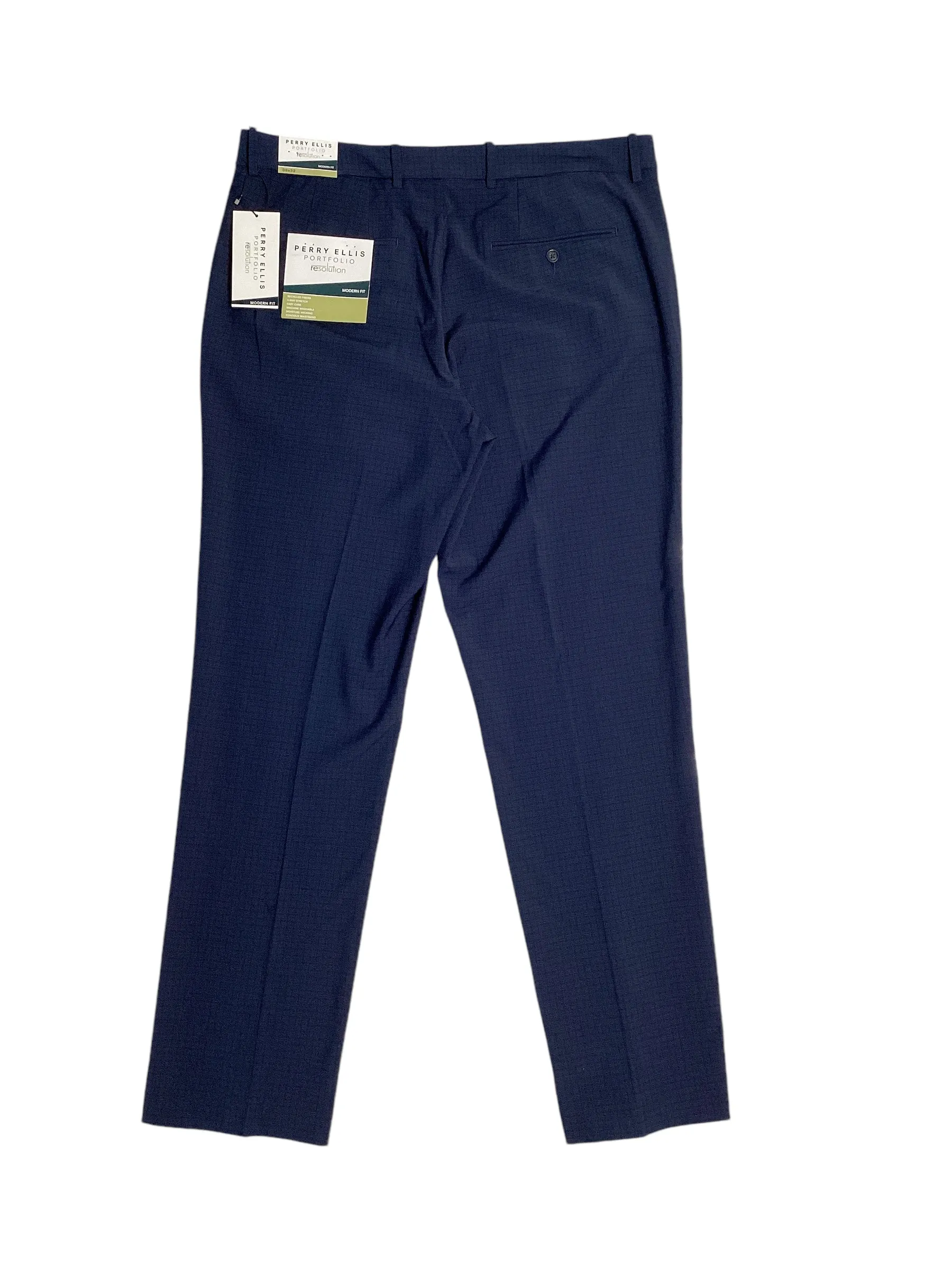 Perry Ellis Mens Portfolio Modern Fit Suit Dress Pants Navy Blue 33 x 32