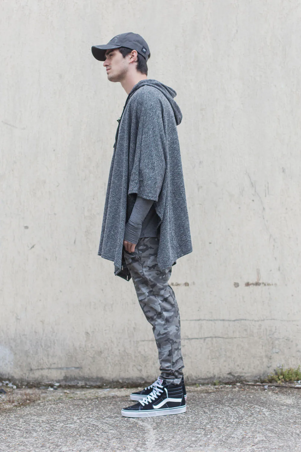 Poncho capuche large gris 1902C