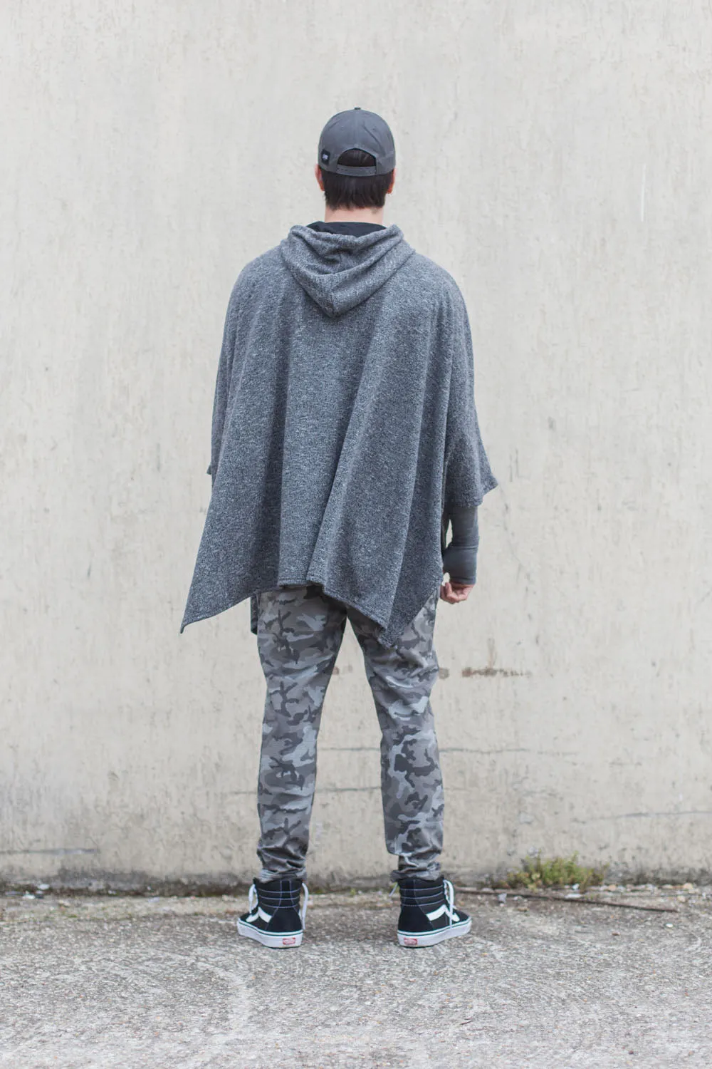 Poncho capuche large gris 1902C