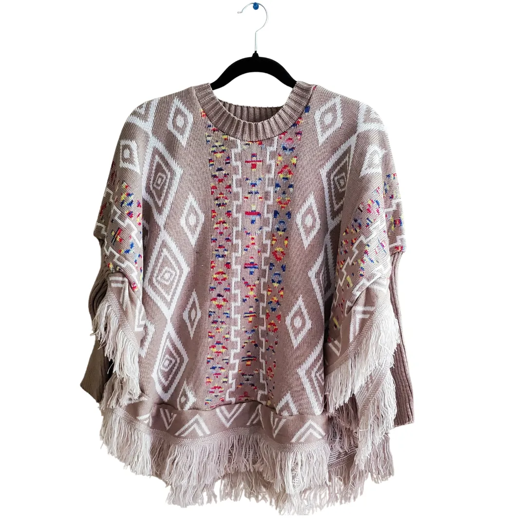 Poncho with sleeves, Ruana, mananita. Mexican sweater, artisanal made, 100% cotton.