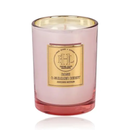 Pure Home   Living Rose and Summer Berry Scented Wax Filled Jar Candle - Pink
