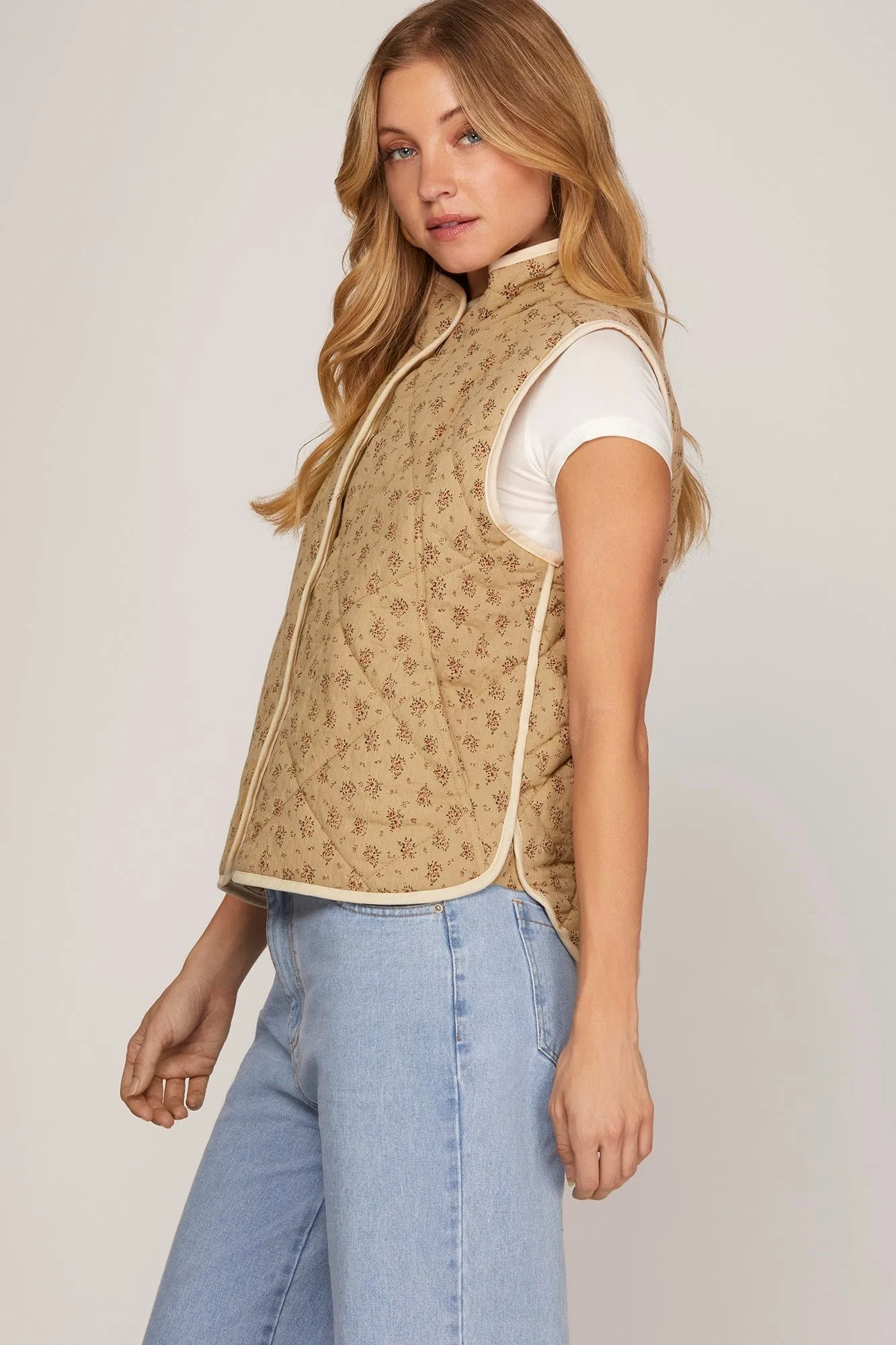 Quilted Taupe Rose Vest