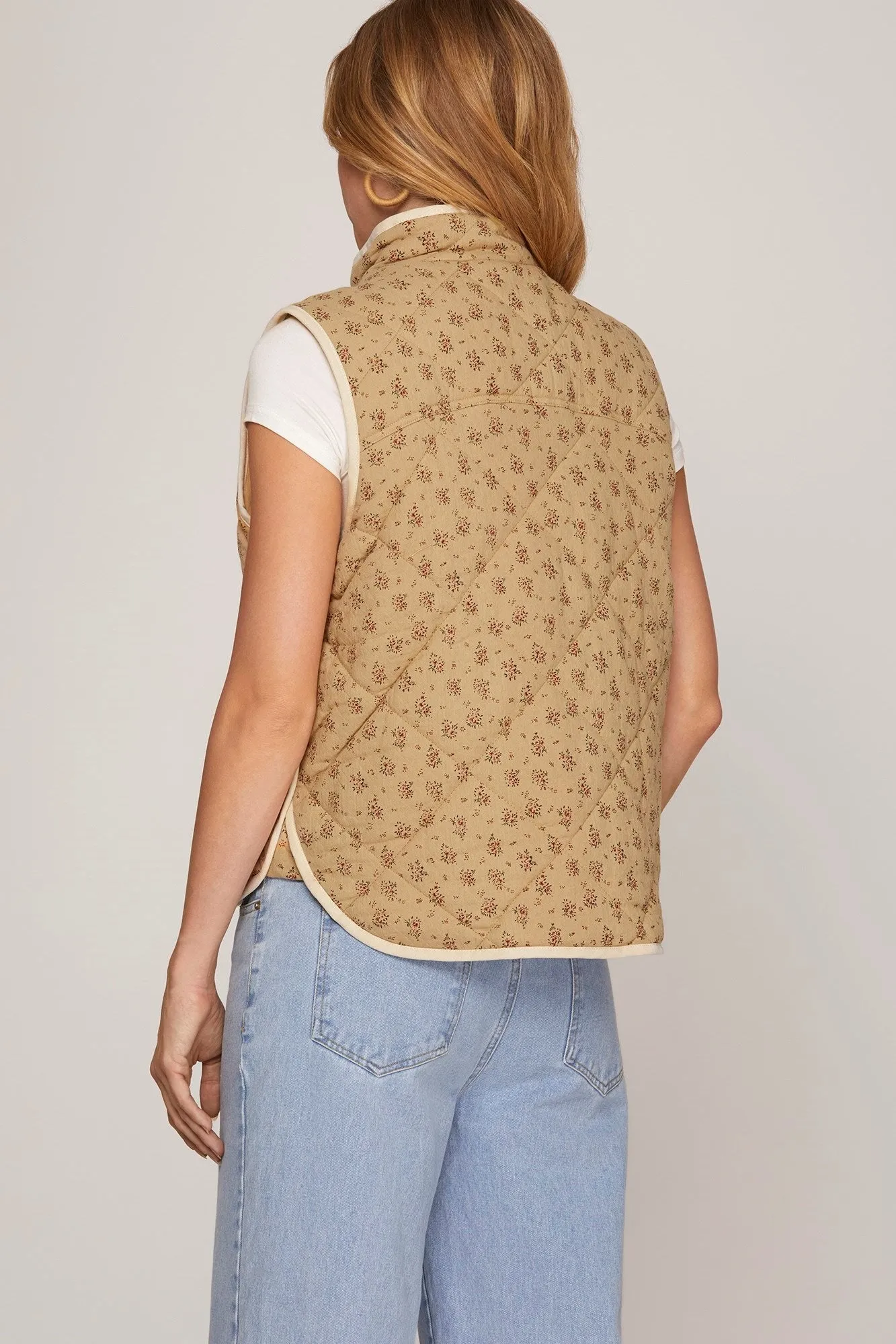Quilted Taupe Rose Vest