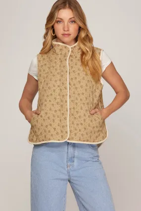 Quilted Taupe Rose Vest
