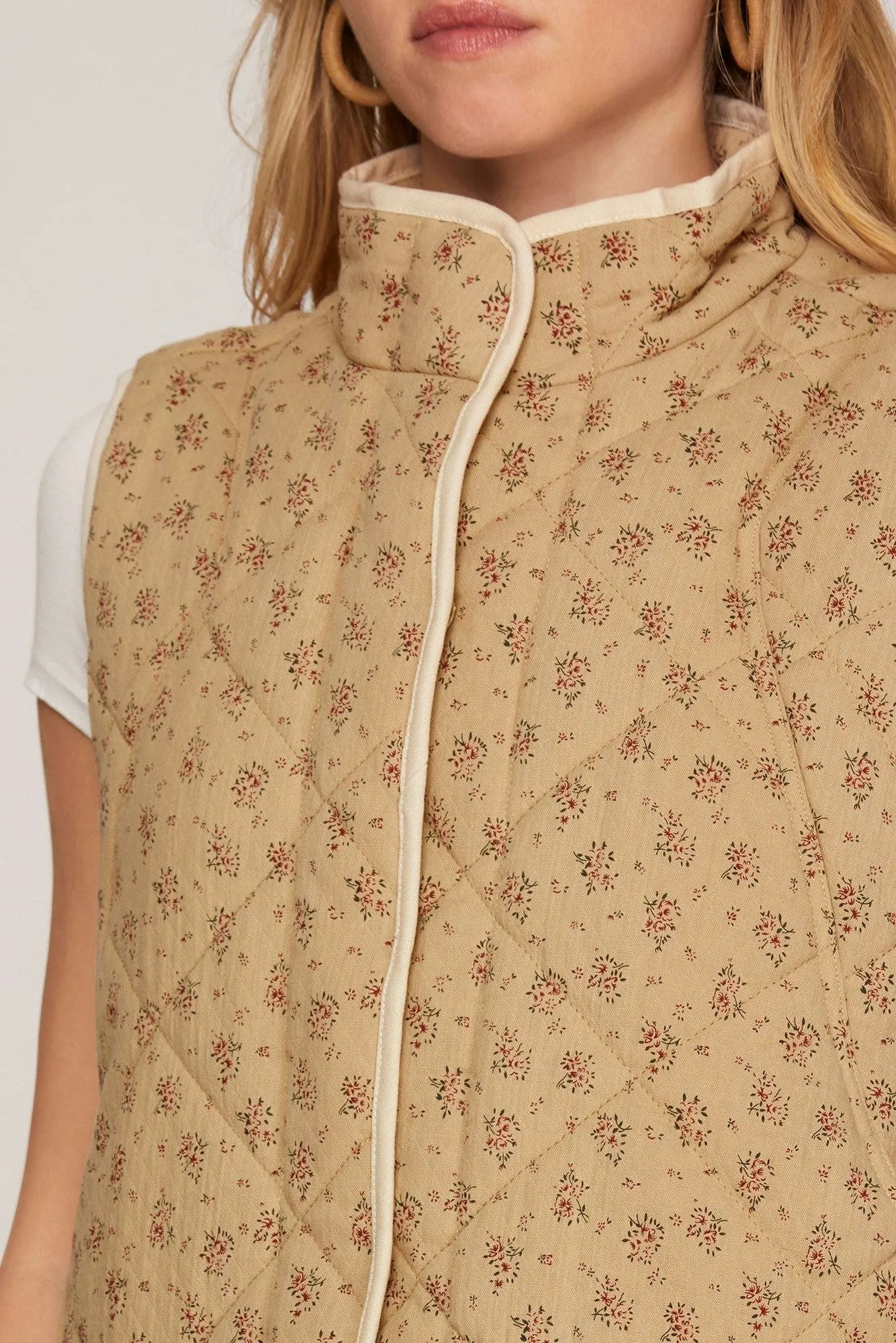 Quilted Taupe Rose Vest