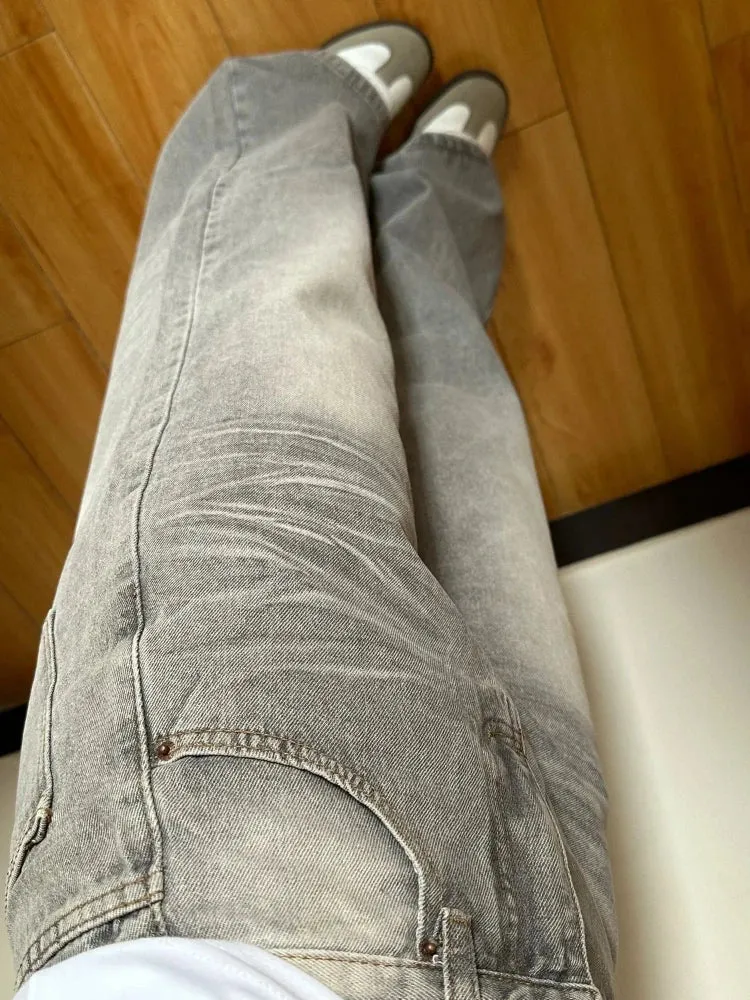 Retro Jeans Women Y2k Baggy High Waist Old Wide Leg Denim Pants