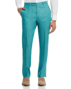 Robert Graham Mens Delave Slim Fit Linen Suit Dress Pants Size 32 Teal Green