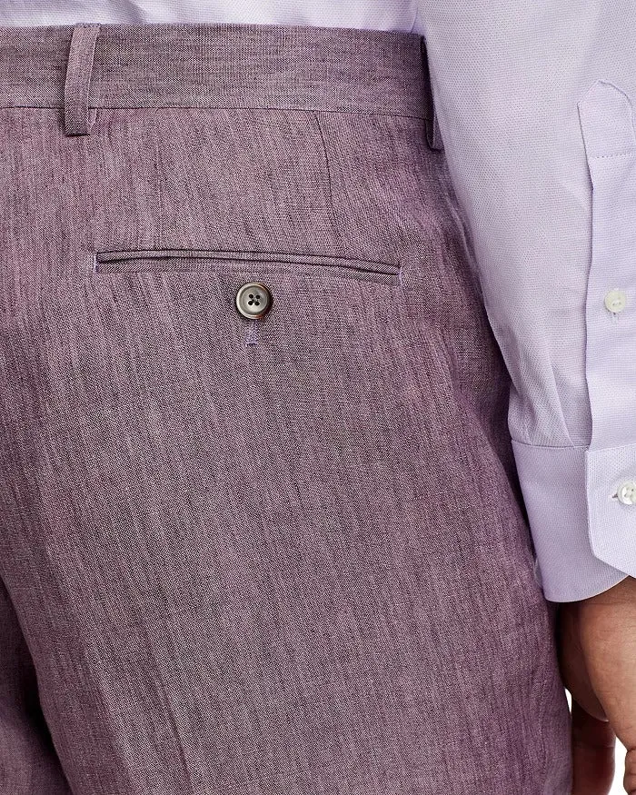 Robert Graham Mens Delave Slim Fit Linen Suit Dress Pants Size 36 Purple