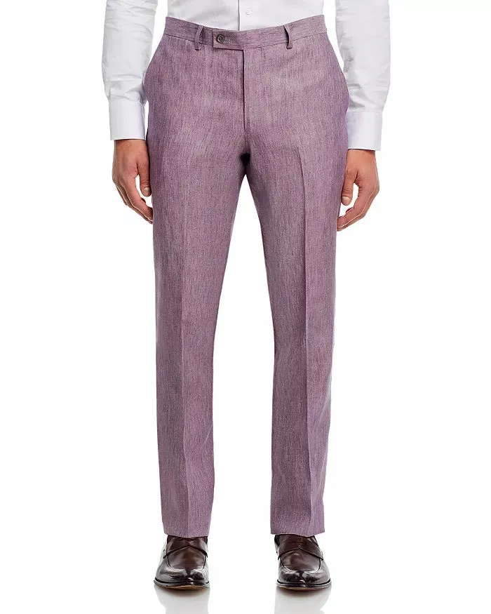Robert Graham Mens Delave Slim Fit Linen Suit Dress Pants Size 36 Purple