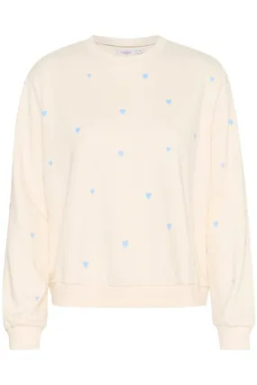 Saint Tropez 30513176 DagnaSZ Cream Jumper with Blue Hearts