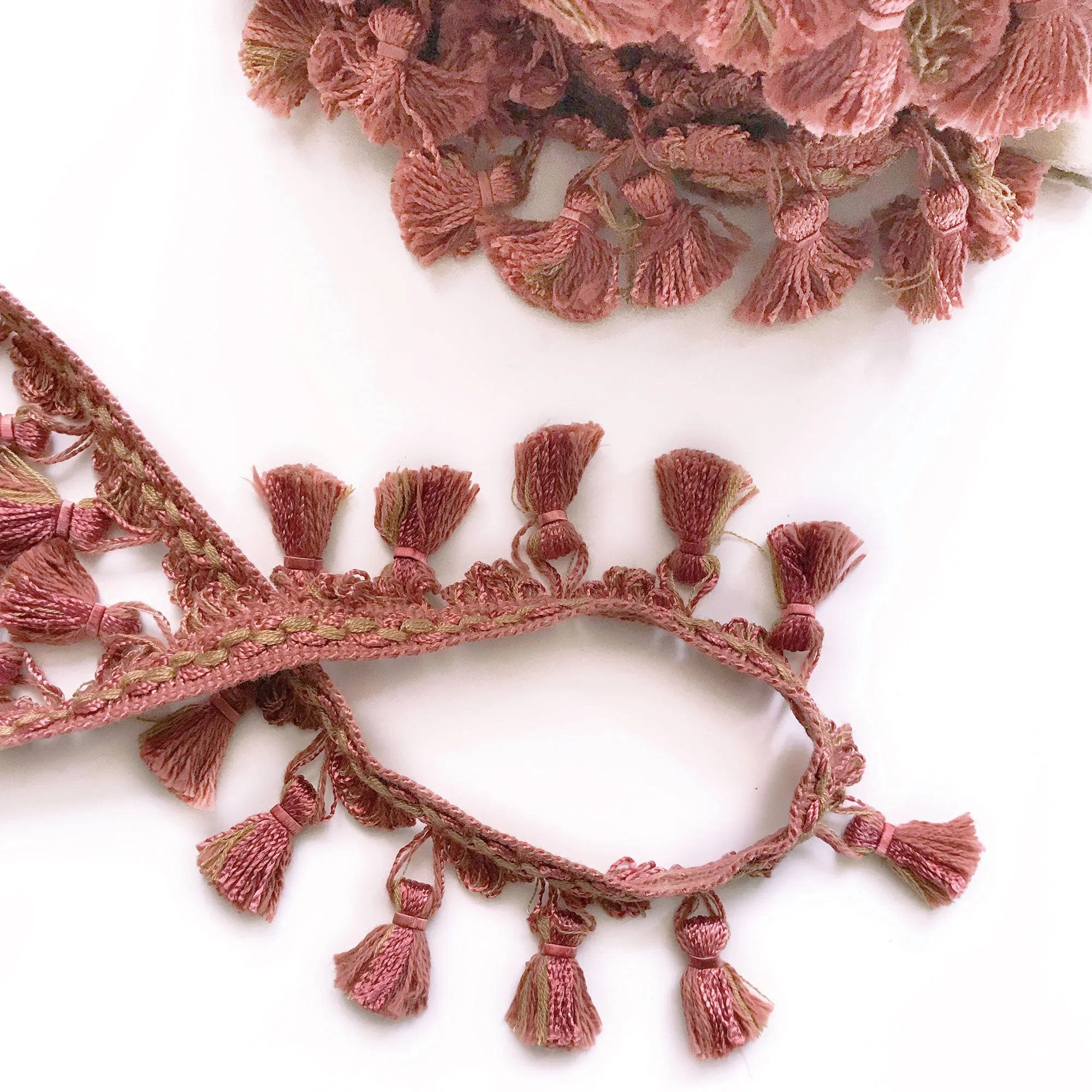 Salmon and Light Brown High Quality Decorative Tassel Trim by the yard