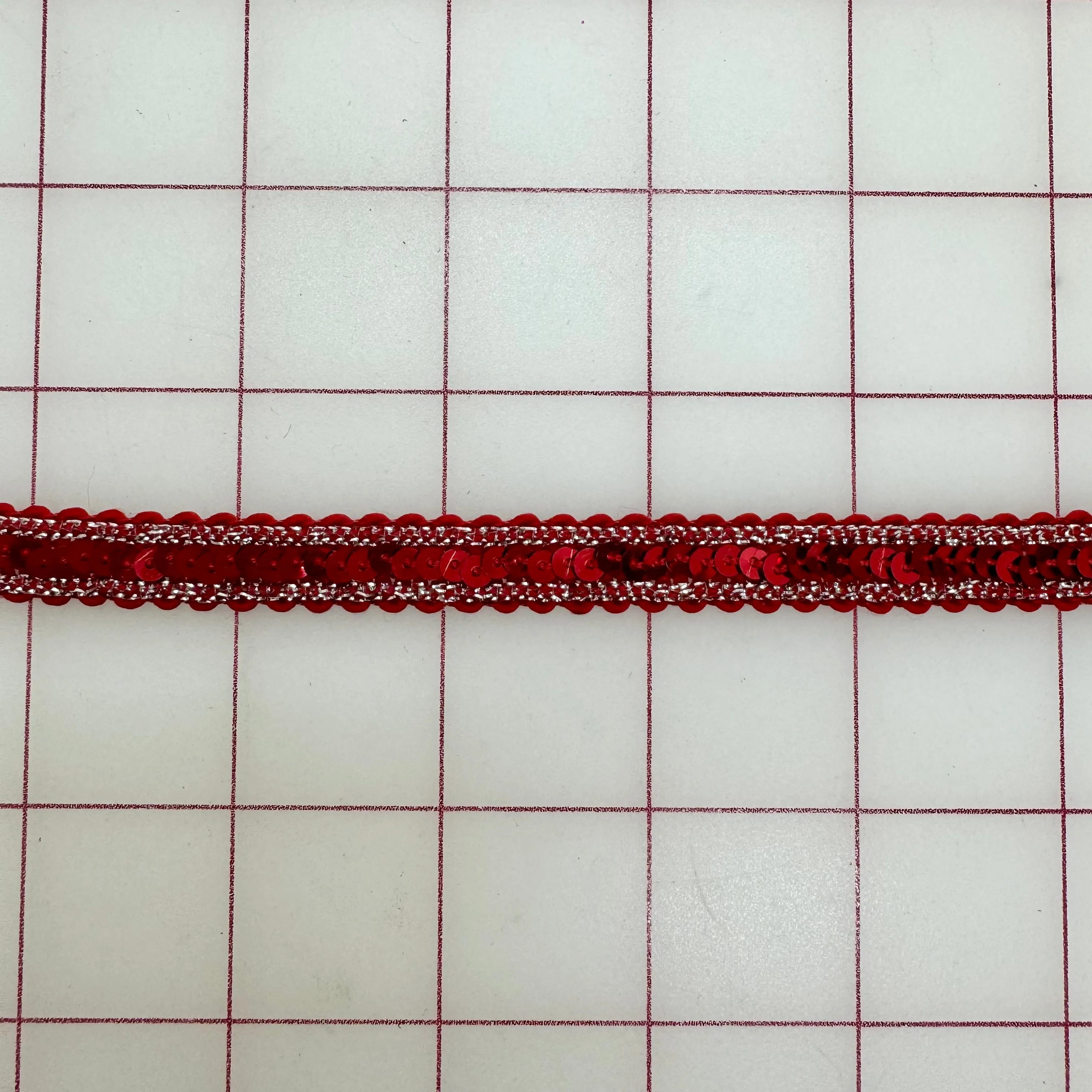 Sequin Trim - 1/2-inch Red and Silver