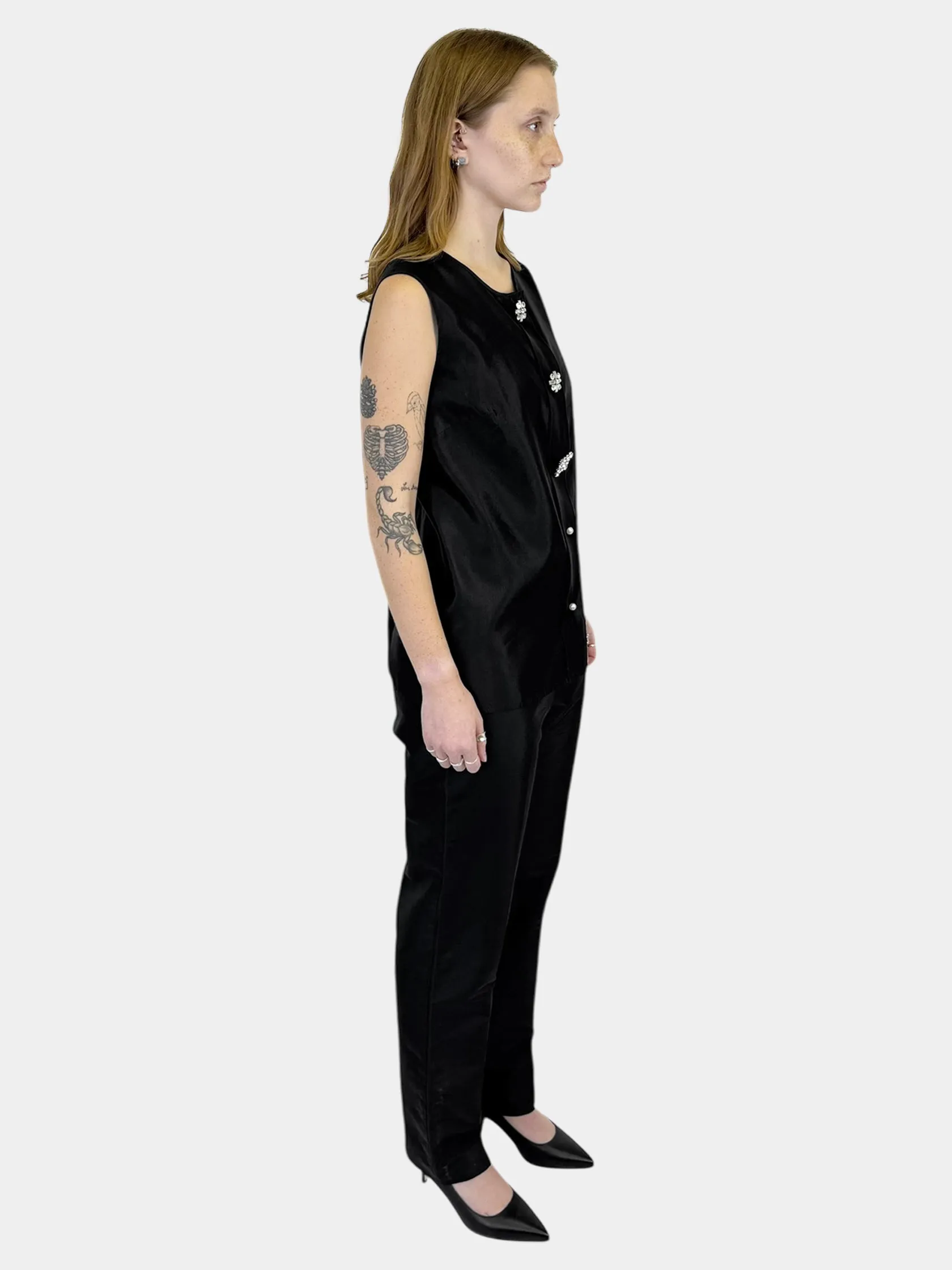 Silk Button-Up 2-Piece Set - Size 4