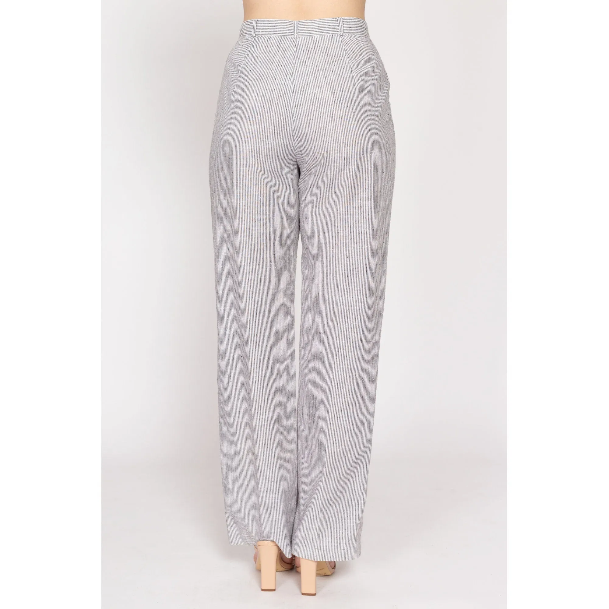 Small 70s Grey & White Pinstriped Pants 27"