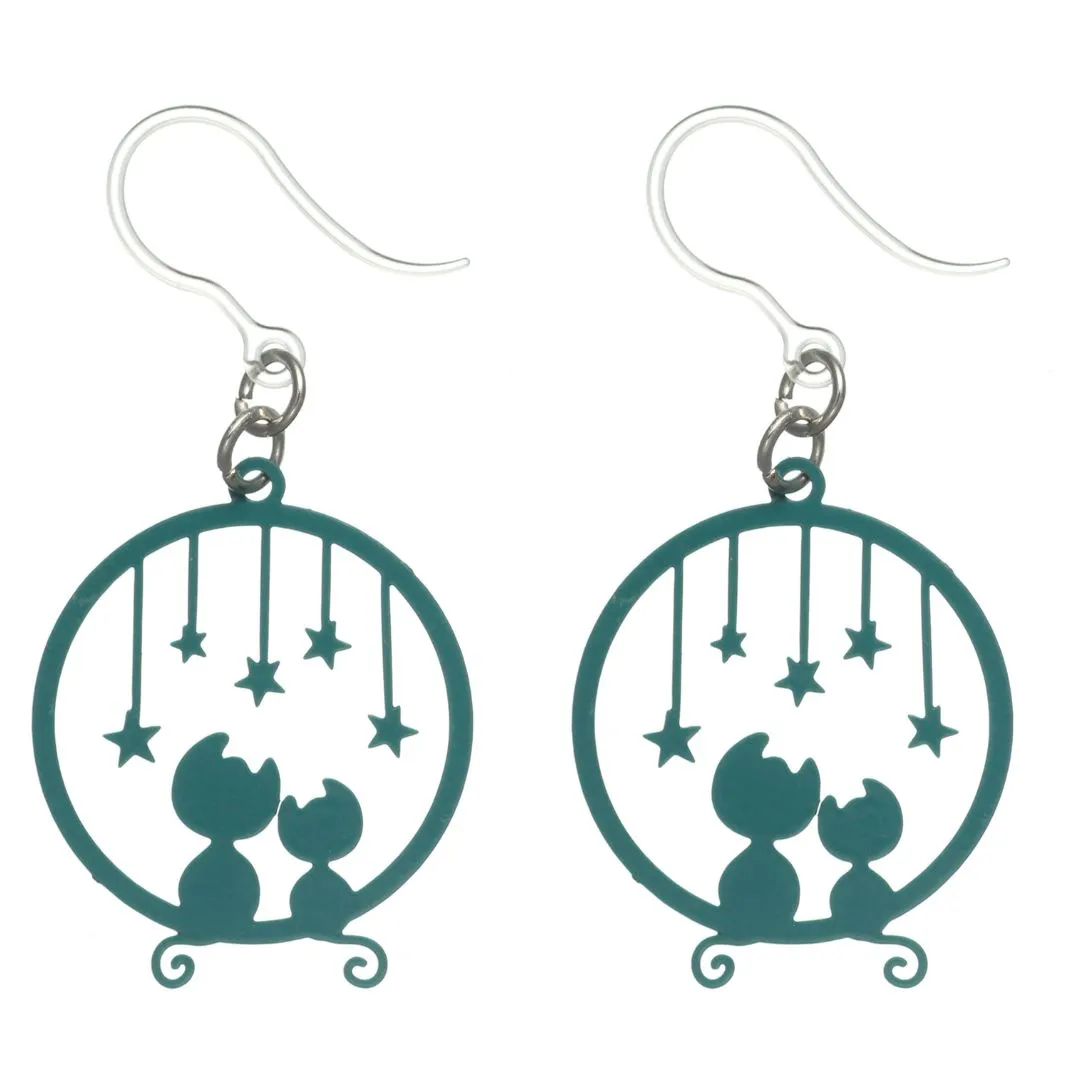 Star Cat Dangles Hypoallergenic Earrings for Sensitive Ears Made with Plastic Posts