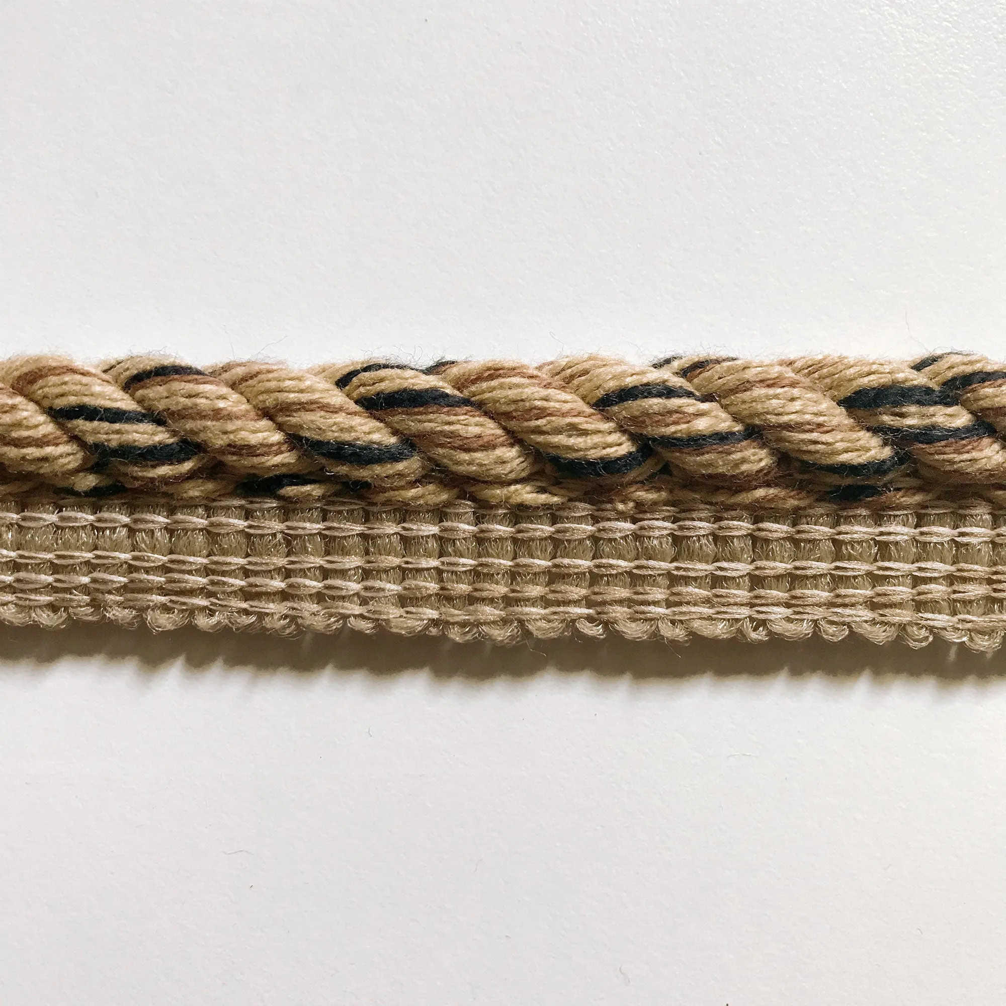 Tan and Black High Quality Decorative Lip Cord Trim by the yard