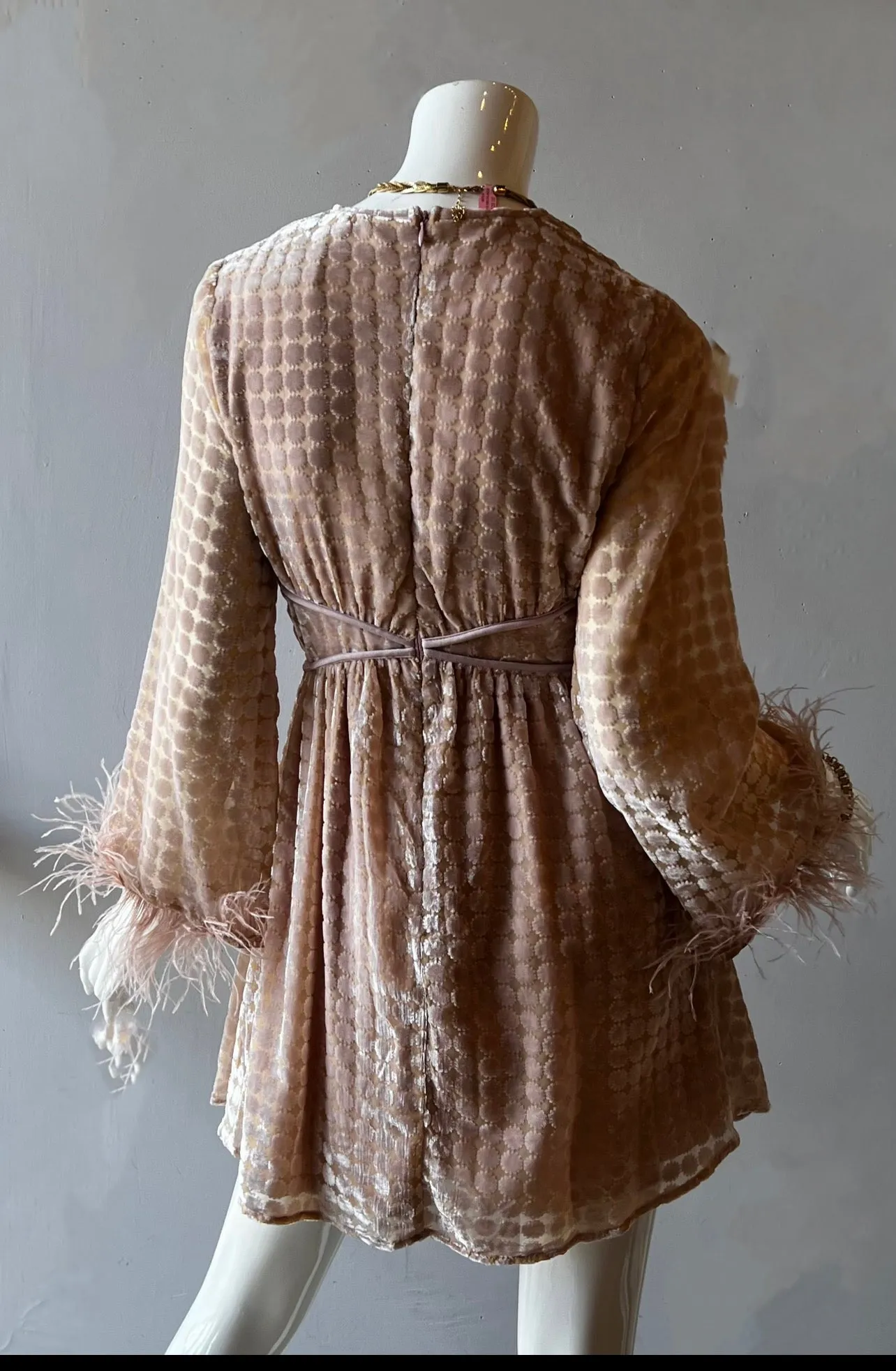 *Velvet DWELL Embossed Fur Trim Sleeve Dress