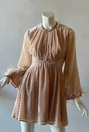 *Velvet DWELL Embossed Fur Trim Sleeve Dress