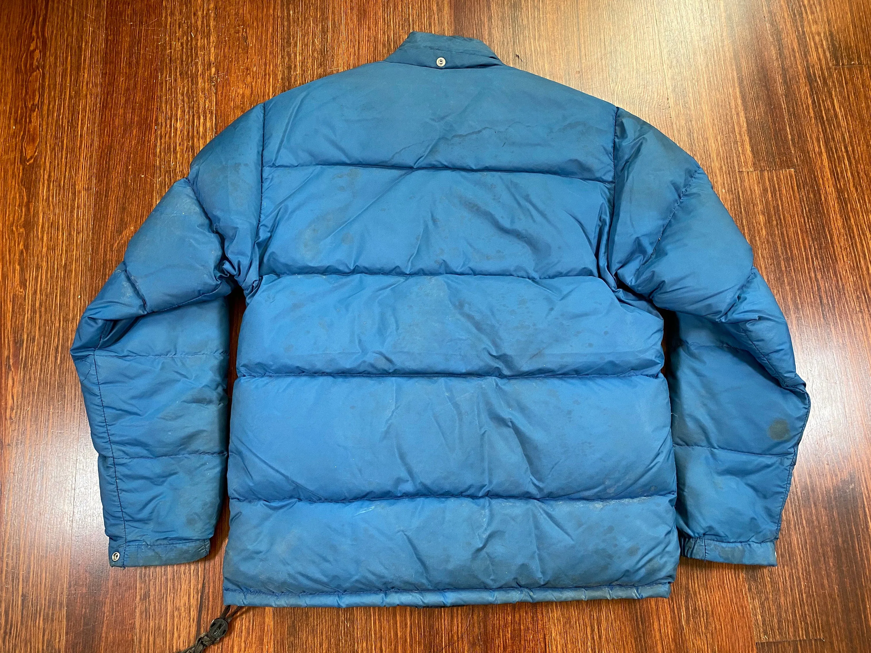 Vintage 1979 Down Peak Goose Down Blue Puffer Coat