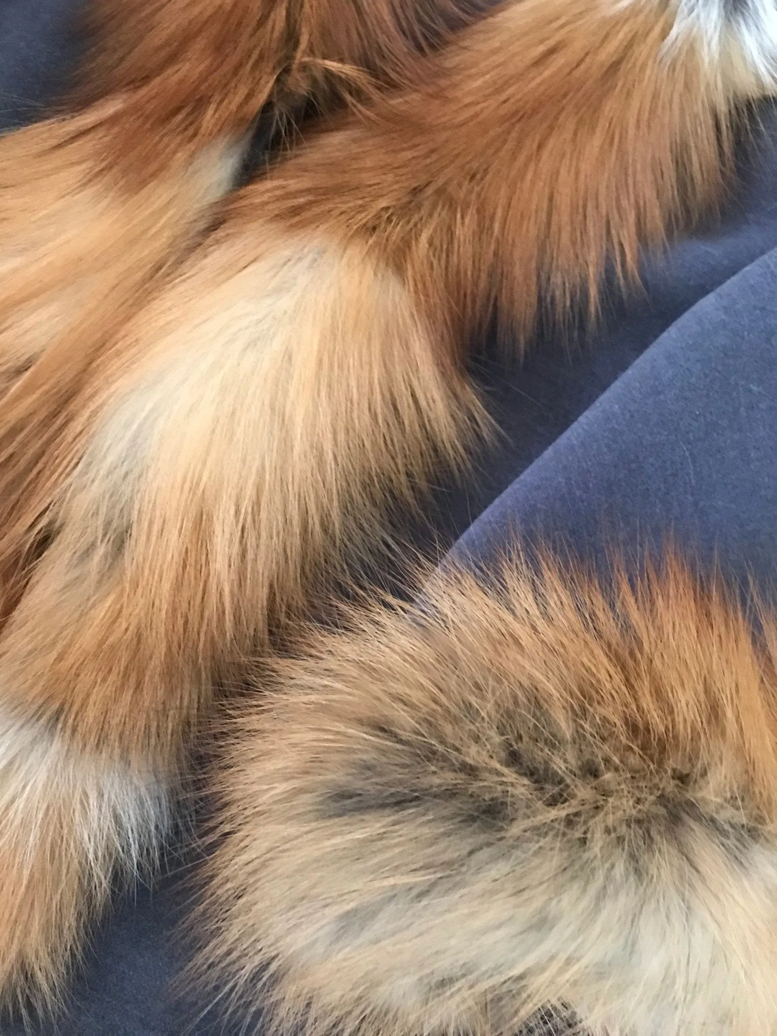 Women Grey Cape Cashmere and trim Gold fox fur, Stand with Ukraine
